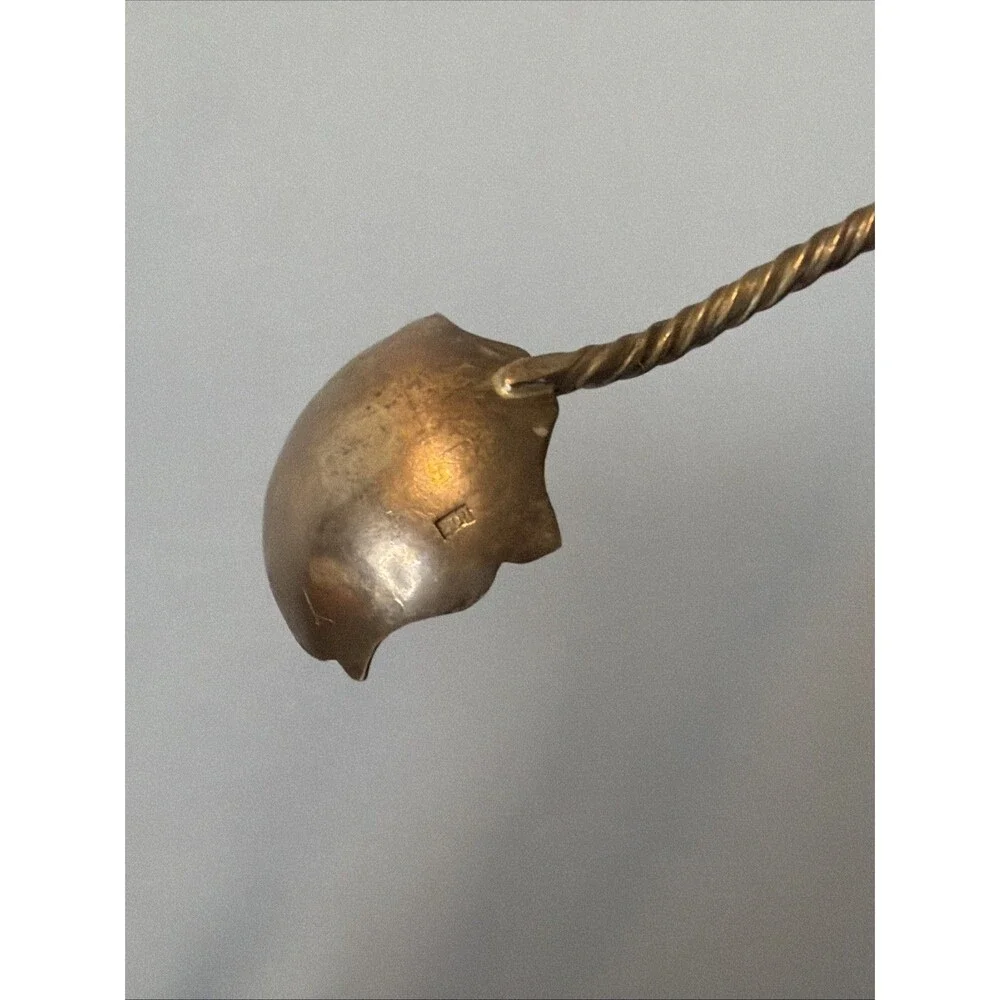 INDONESIAN YOGYA SPOON / WAYANG CHARACTER TWISTED HANDLE WITH LEAF BOWL MARKED
